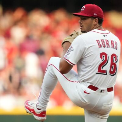 CINCINNATI, OHIO - JUNE 24: Chase Burns #26 of the Cincinnati Reds seen in action during the game against the New York Yankees at Great American Ball Park on June 24, 2025 in Cincinnati, Ohio. This was Burns' MLB Debut. (Photo by Jason Mowry/Getty Images)