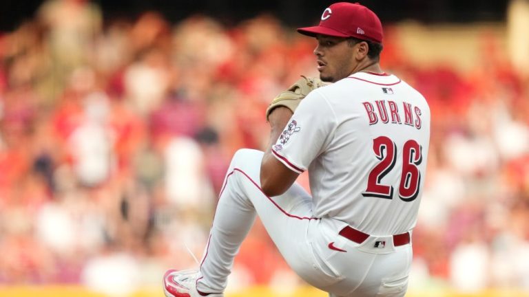 CINCINNATI, OHIO - JUNE 24: Chase Burns #26 of the Cincinnati Reds seen in action during the game against the New York Yankees at Great American Ball Park on June 24, 2025 in Cincinnati, Ohio. This was Burns' MLB Debut. (Photo by Jason Mowry/Getty Images)