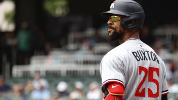 ATLANTA, GA - APRIL 20: Byron Buxton #25 of the Minnesota Twins prepares for his at bat during the MLB game between the Minnesota Twins and the Atlanta Braves on April 20, 2025 at TRUIST Park in Atlanta, GA. (Photo by Jeff Robinson/Icon Sportswire via Getty Images)