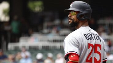 ATLANTA, GA - APRIL 20: Byron Buxton #25 of the Minnesota Twins prepares for his at bat during the MLB game between the Minnesota Twins and the Atlanta Braves on April 20, 2025 at TRUIST Park in Atlanta, GA. (Photo by Jeff Robinson/Icon Sportswire via Getty Images)