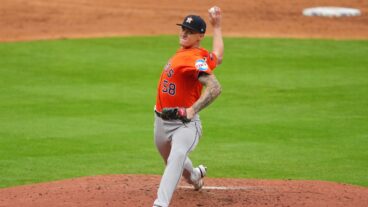 KANSAS CITY, MISSOURI - APRIL 27: Hunter Brown #58 of the Houston Astros pitches against the Kansas City Royals during the third inning at Kauffman Stadium on April 27, 2025 in Kansas City, Missouri. (Photo by Kyle Rivas/Getty Images)