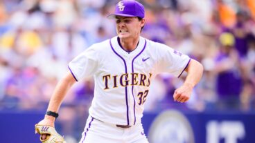 Kade Anderson of the LSU Tigers in action against the South Carolina Gamecocks at The Hoover Met for the SEC Championship Tournament.