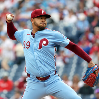Taijuan Walker of the Philadelphia Phillies delivers a pitch in the first inning during a game against the Colorado Rockies at Citizens Bank Park.
