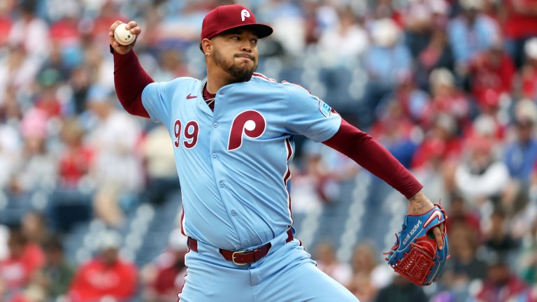 Taijuan Walker of the Philadelphia Phillies delivers a pitch in the first inning during a game against the Colorado Rockies at Citizens Bank Park.