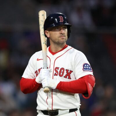 BOSTON, MASSACHUSETTS - MAY 21: Alex Bregman #2 of the Boston Red Sox reacts during the fourth inning against the New York Mets at Fenway Park on May 21, 2025 in Boston, Massachusetts. (Photo by Paul Rutherford/Getty Images)