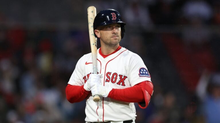 BOSTON, MASSACHUSETTS - MAY 21: Alex Bregman #2 of the Boston Red Sox reacts during the fourth inning against the New York Mets at Fenway Park on May 21, 2025 in Boston, Massachusetts. (Photo by Paul Rutherford/Getty Images)