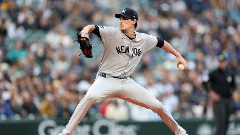 SEATTLE, WASHINGTON - MAY 13: Max Fried #54 of the New York Yankees pitches during the second inning Mariners at T-Mobile Park on May 13, 2025 in Seattle, Washington. (Photo by Steph Chambers/Getty Images)