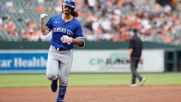BALTIMORE, MD - MAY 04: Jonathan India #6 of the Kansas City Royals rounds the bases after hitting a home run during the game between the Kansas City Royals and the Baltimore Orioles at Oriole Park at Camden Yards on Sunday, May 4, 2025 in Baltimore, Maryland. (Photo by Alyssa Howell/MLB Photos via Getty Images)