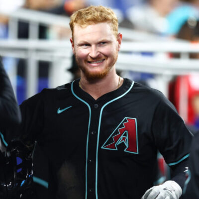 Pavin Smith #26 of the Arizona Diamondbacks celebrates after hitting a home run against the Miami Marlins in the sixth inning of the game at loanDepot park on April 16, 2025 in Miami, Florida. (Photo by Megan Briggs/Getty Images)