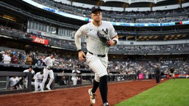 NEW YORK, NY - JUNE 16: Aaron Judge #99 of the New York Yankees takes the field before the game against the Los Angeles Angels at Yankee Stadium on June 16, 2025 in New York, New York. (Photo by New York Yankees/Getty Images)
