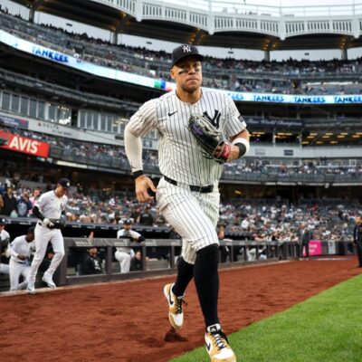 NEW YORK, NY - JUNE 16: Aaron Judge #99 of the New York Yankees takes the field before the game against the Los Angeles Angels at Yankee Stadium on June 16, 2025 in New York, New York. (Photo by New York Yankees/Getty Images)