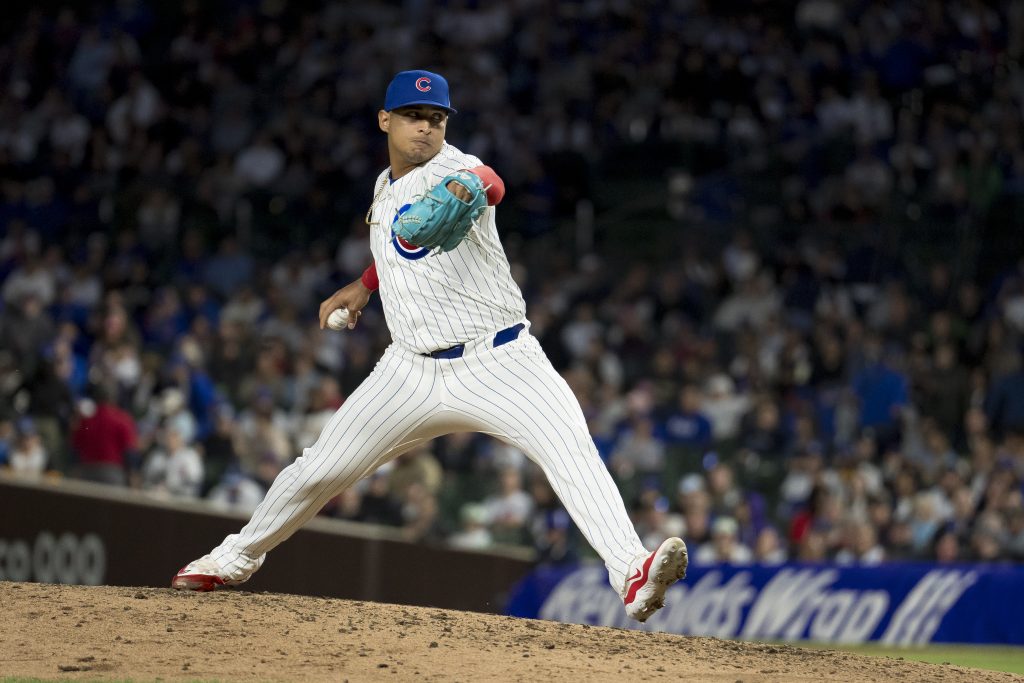 CHICAGO, IL - MAY 6: Daniel Palencia of the Chicago Cubs pitches in a game against the San Diego Padres at Wrigley Field on May 6, 2024 in Chicago, Illinois. (Photo by Matt Dirksen/Chicago Cubs/Getty Images)