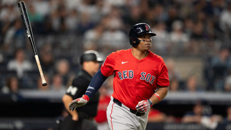 NEW YORK, NY - JUNE 06: Rafael Devers #11 of the Boston Red Sox bats during the game between the Boston Red Sox and the New York Yankees at Yankee Stadium on Friday, June 6, 2025 in New York, New York. (Photo by Michael Urakami/MLB Photos via Getty Images)