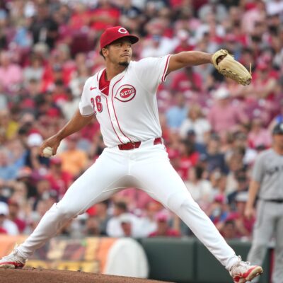 CINCINNATI, OHIO - JUNE 24: Chase Burns #26 of the Cincinnati Reds makes his MLB Debut while pitching in the first inning against the New York Yankees at Great American Ball Park on June 24, 2025 in Cincinnati, Ohio. (Photo by Jason Mowry/Getty Images)
