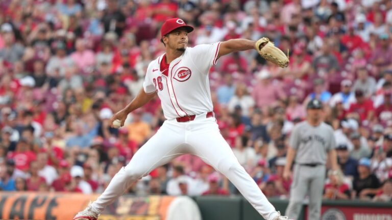 CINCINNATI, OHIO - JUNE 24: Chase Burns #26 of the Cincinnati Reds makes his MLB Debut while pitching in the first inning against the New York Yankees at Great American Ball Park on June 24, 2025 in Cincinnati, Ohio. (Photo by Jason Mowry/Getty Images)