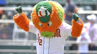 Miami's mascot, the Maniac, fires up the crowd prior to the game as the Miami Hurricanes faced the Notre Dame Fighting Irish.