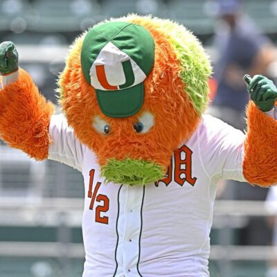 Miami's mascot, the Maniac, fires up the crowd prior to the game as the Miami Hurricanes faced the Notre Dame Fighting Irish.