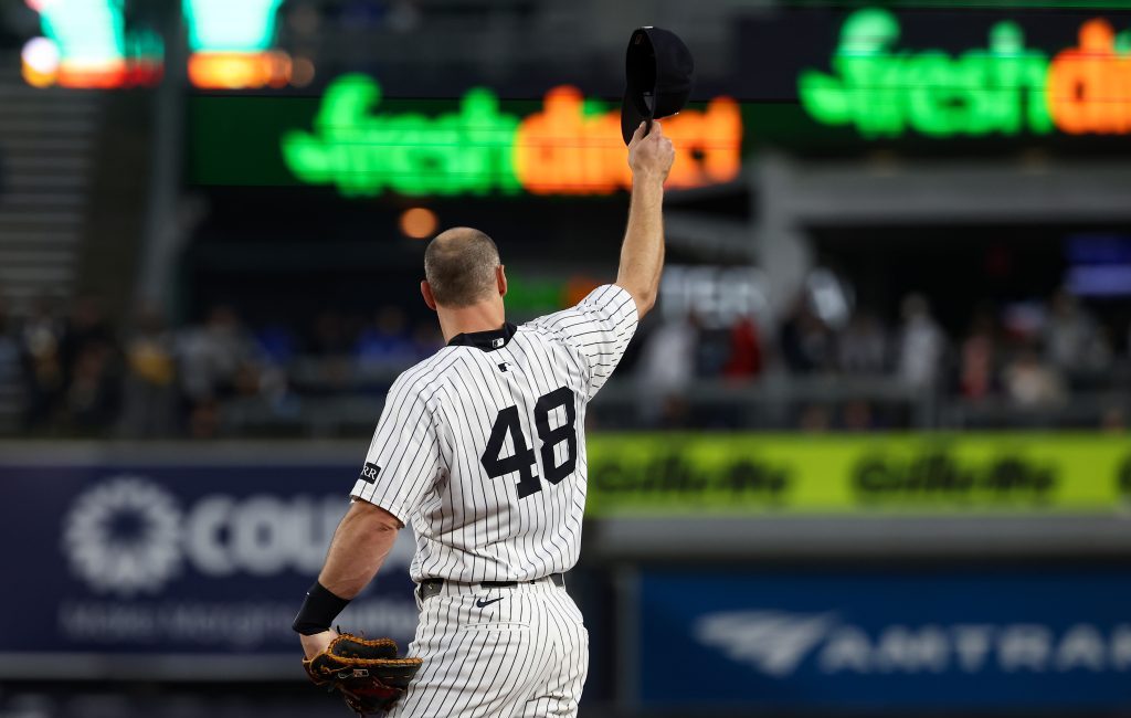 NEW YORK, NY - MAY 05: Paul Goldschmidt #48 of the New York Yankees acknowledges the fans during roll call during the game against the San Diego Padres at Yankee Stadium on May 5, 2025 in New York, New York. (Photo by New York Yankees/Getty Images)