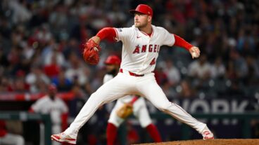 ANAHEIM, CALIFORNIA - JUNE 24: Reid Detmers #48 of Los Angeles Angels pitches in the top of the tenth inning during the game against the Boston Red Sox at Angel Stadium of Anaheim on June 24, 2025 in Anaheim, California. (Photo by Gene Wang/Getty Images)