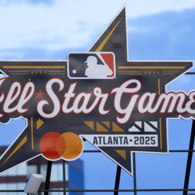The Atlanta 2025 All Star Game sign as seen inside the stadium during the game between the Cincinnati Reds and Atlanta Braves at Truist Park.