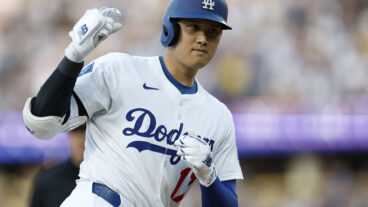 LOS ANGELES, CALIFORNIA - MAY 30: Shohei Ohtani #17 of the Los Angeles Dodgers reacts after a solo home run during the first inning against the New York Yankees at Dodger Stadium on May 30, 2025 in Los Angeles, California. (Photo by Harry How/Getty Images)