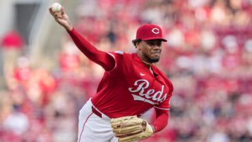 CINCINNATI, OHIO - JUNE 03: Hunter Greene #21 of the Cincinnati Reds pitches in the first inning against the Milwaukee Brewers at Great American Ball Park on June 03, 2025 in Cincinnati, Ohio. (Photo by Dylan Buell/Getty Images)