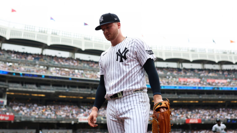 NEW YORK, NY - JUNE 28: Clarke Schmidt #36 of the New York Yankees looks on during the game against the Athletics at Yankee Stadium on June 28, 2025 in New York, New York. (Photo by New York Yankees/Getty Images)