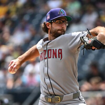 PITTSBURGH, PENNSYLVANIA - JULY 27: Zac Gallen #23 of the Arizona Diamondbacks pitches in the first inning during the game against the Pittsburgh Pirates at PNC Park on July 27, 2025 in Pittsburgh, Pennsylvania. (Photo by Justin Berl/Getty Images)
