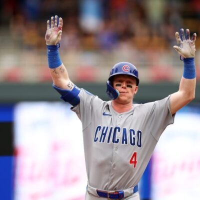 MINNEAPOLIS, MINNESOTA - JULY 10: Pete Crow-Armstrong #4 of the Chicago Cubs celebrates his solo home run for his second of the day as he rounds the bases against the Minnesota Twins in the seventh inning at Target Field on July 10, 2025 in Minneapolis, Minnesota. The Cubs defeated the Twins 8-1. (Photo by David Berding/Getty Images)
