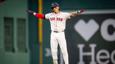 BOSTON, MASSACHUSETTS - AUGUST 5: Jarren Duran #16 of the Boston Red Sox reacts after hitting an RBI double during the third inning of a game against the Kansas City Royals on August 5, 2025 at Fenway Park in Boston, Massachusetts. (Photo by Maddie Malhotra/Boston Red Sox/Getty Images)