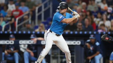 MIAMI, FLORIDA - AUGUST 24: Jakob Marsee #87 of the Miami Marlins bats during the third inning against the Toronto Blue Jays at loanDepot park on August 24, 2025 in Miami, Florida. (Photo by Tomas Diniz Santos/Getty Images)