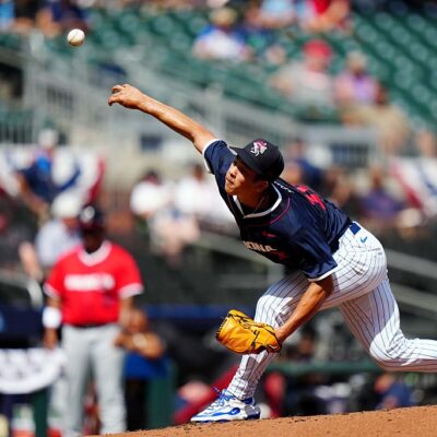 ATLANTA, GA - JULY 12: Jonah Tong #16 of the New York Mets pitches during the 2025 MLB All-Star Futures Game at Truist Park on Saturday, July 12, 2025 in Atlanta, Georgia. (Photo by Daniel Shirey/MLB Photos via Getty Images)