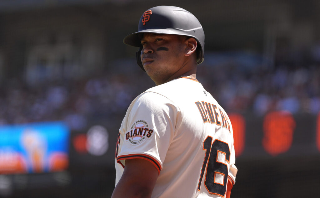 SAN FRANCISCO, CALIFORNIA - JUNE 21: Rafael Devers #16 of the San Francisco Giants looks on from the on-deck circle against the Boston Red Sox in the bottom of the eighth inning of a major league baseball game at Oracle Park on June 21, 2025 in San Francisco, California. (Photo by Thearon W. Henderson/Getty Images)