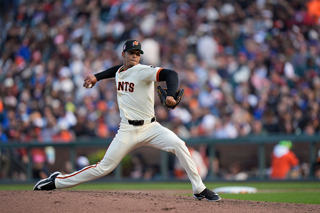 SAN FRANCISCO, CALIFORNIA - JULY 27: Randy Rodríguez #73 of the San Francisco Giants pitches in a game between the New York Mets and the San Francisco Giants at Oracle Park on July 27, 2025 in San Francisco, California. (Photo by Andy Kuno/San Francisco Giants/Getty Images)