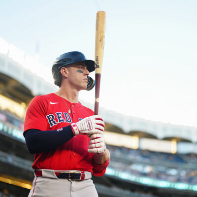 NEW YORK, NY - AUGUST 22: Romy Gonzalez #23 of the Boston Red Sox prepares to bat prior to the game between the Boston Red Sox and the New York Yankees at Yankee Stadium on Friday, August 22, 2025 in New York, New York. (Photo by Daniel Shirey/MLB Photos via Getty Images)