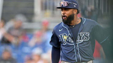 WASHINGTON, DC - AUGUST 30: Junior Caminero #13 of the Tampa Bay Rays celebrates after a defensive play in the eighth inning against the Washington Nationals at Nationals Park on August 30, 2025 in Washington, DC. (Photo by Greg Fiume/Getty Images)