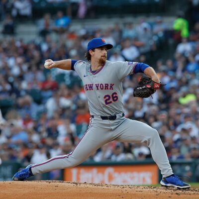 DETROIT, MI - SEPTEMBER 2: Nolan McLean #26 of the New York Mets pitches against the Detroit Tigers during the second inning at Comerica Park on September 2, 2025 in Detroit, Michigan. (Photo by Duane Burleson/Getty Images)