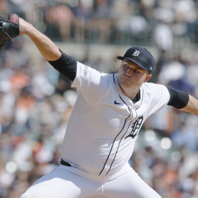DETROIT, MI - SEPTEMBER 18: Tarik Skubal #29 of the Detroit Tigers pitches against the Cleveland Guardians during the first inning at Comerica Park on September 18, 2025 in Detroit, Michigan. (Photo by Duane Burleson/Getty Images)