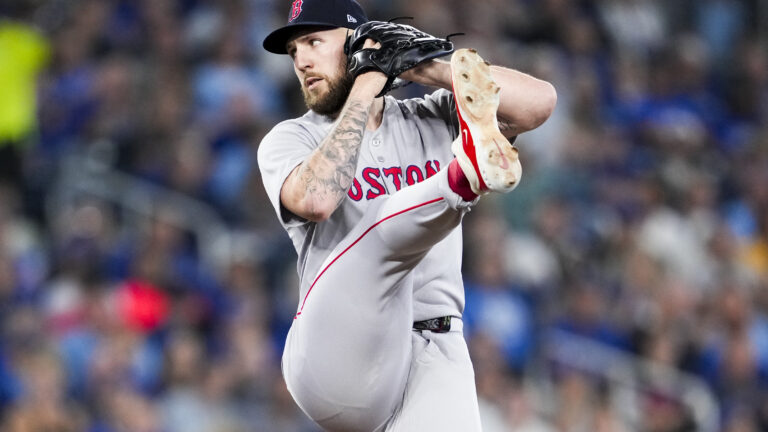 TORONTO, ON - SEPTEMBER 24: Garrett Crochet #35 of the Boston Red Sox delivers a pitch against the Toronto Blue Jays during the first inning in their MLB game at Rogers Centre on September 24, 2025 in Toronto, Ontario, Canada. (Photo by Mark Blinch/Getty Images)