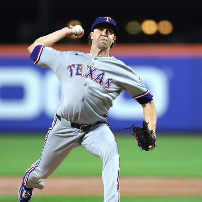 NEW YORK, NEW YORK - SEPTEMBER 12: Jacob deGrom #48 of the Texas Rangers pitches during the second inning against the New York Mets at Citi Field on September 12, 2025 in the Queens borough of New York City. (Photo by Ishika Samant/Getty Images)