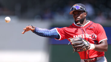 ATLANTA, GEORGIA - JULY 12: Kaelen Culpepper #5 of the Minnesota Twins warms up ahead of the 2025 All-Star Futures Game at Truist Park on July 12, 2025 in Atlanta, Georgia. (Photo by Jamie Squire/Getty Images)