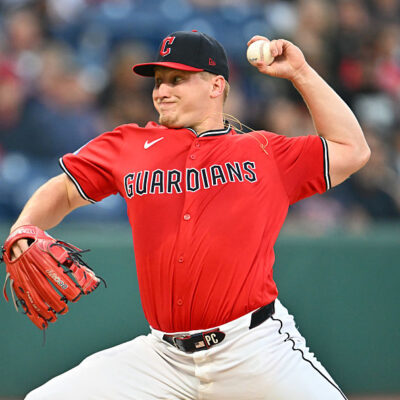 CLEVELAND, OHIO - SEPTEMBER 25: Starting pitcher Parker Messick #77 of the Cleveland Guardians pitches during the first inning against the Detroit Tigers at Progressive Field on September 25, 2025 in Cleveland, Ohio. (Photo by Jason Miller/Getty Images)