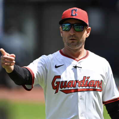 CLEVELAND, OHIO - APRIL 23: Associate manager Craig Albernaz #55 of the Cleveland Guardians walks off the field prior to a game against the New York Yankees at Progressive Field on April 23, 2025 in Cleveland, Ohio. (Photo by Nick Cammett/Diamond Images via Getty Images)