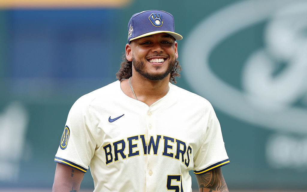 ATLANTA, GEORGIA - JULY 15: Freddy Peralta #51 of the Milwaukee Brewers walks across the field before the MLB All-Star Game at Truist Park on July 15, 2025 in Atlanta, Georgia. (Photo by Kevin C. Cox/Getty Images)