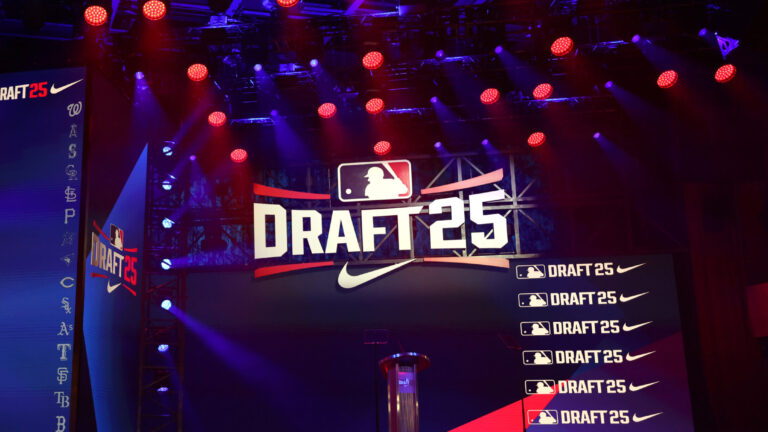 ATLANTA, GEORGIA - JULY 13: A general view ahead of the first round during the 2025 MLB Draft at Coca-Cola Roxy on July 13, 2025 in Atlanta, Georgia. (Photo by Jamie Squire/Getty Images)