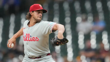 MILWAUKEE, WISCONSIN - SEPTEMBER 03: Aaron Nola #27 of the Philadelphia Phillies pitches against the Milwaukee Brewers in the first inning at American Family Field on September 03, 2025 in Milwaukee, Wisconsin. (Photo by Patrick McDermott/Getty Images)