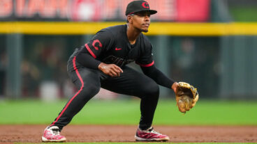 CINCINNATI, OHIO - SEPTEMBER 19: Ke'Bryan Hayes #3 of the Cincinnati Reds plays third base in the third inning against the Chicago Cubs at Great American Ball Park on September 19, 2025 in Cincinnati, Ohio. (Photo by Dylan Buell/Getty Images)