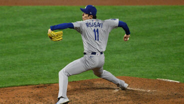 PHILADELPHIA, PA - OCTOBER 04: Los Angeles Dodgers pitcher Roki Sasaki #11 pitches the ball during the NLDS game between the Philadelphia Phillies and the Los Angeles Dodgers on October 4th, 2025 at Citizens Bank Park in Philadelphia, PA. (Photo by Terence Lewis/Icon Sportswire via Getty Images)