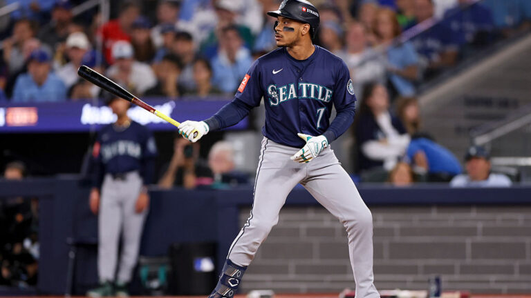 TORONTO, ON - OCTOBER 20: Jorge Polanco #7 of the Seattle Mariners bats during Game Seven of the American League Championship Series presented by Booking.com between the Seattle Mariners and the Toronto Blue Jays at Rogers Centre on Monday, October 20, 2025 in TorontoOntario, Canada. (Photo by Michael Chisholm/MLB Photos via Getty Images)