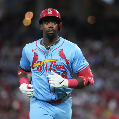 CINCINNATI, OH - AUGUST 30: Jordan Walker #18 of the St. Louis Cardinals looks on during the game between the St. Louis Cardinals and the Cincinnati Reds at Great American Ball Park on Saturday, August 30, 2025 in Cincinnati, Ohio. (Photo by Kareem Elgazzar/MLB Photos via Getty Images)